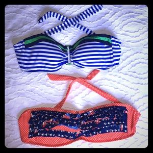 Two bando swim tops